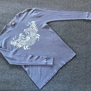 Harley Davidson Thermal San Diego Long Sleeve Shirt Waffle Knit Eagle Gray 2X